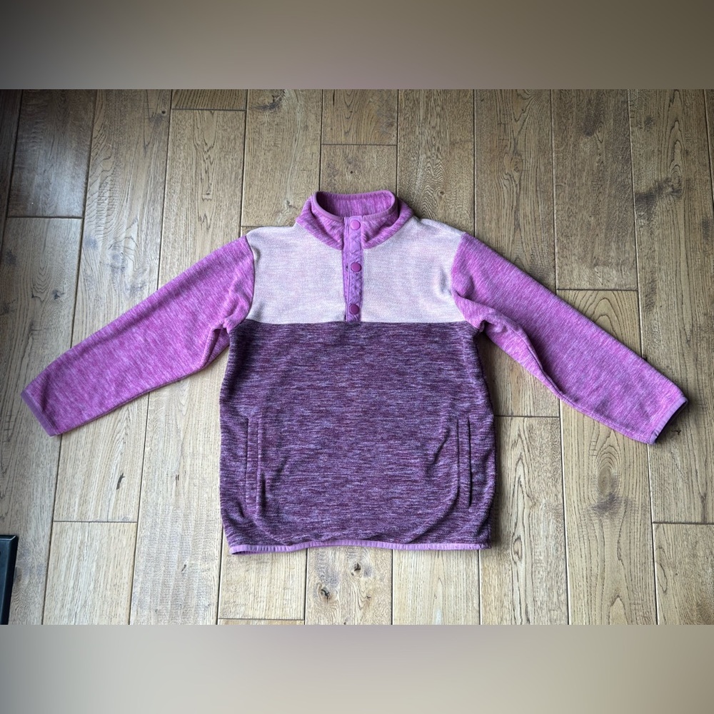 Hanna Andersson Heathered Colorblock Polarfleece Pullover size 8 - Picture 2 of 9
